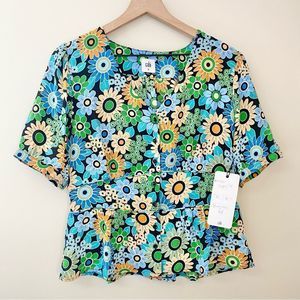 NWT Cabi Happy Top #5900 Spring 2021 Retro Floral Swing Shirt - US M